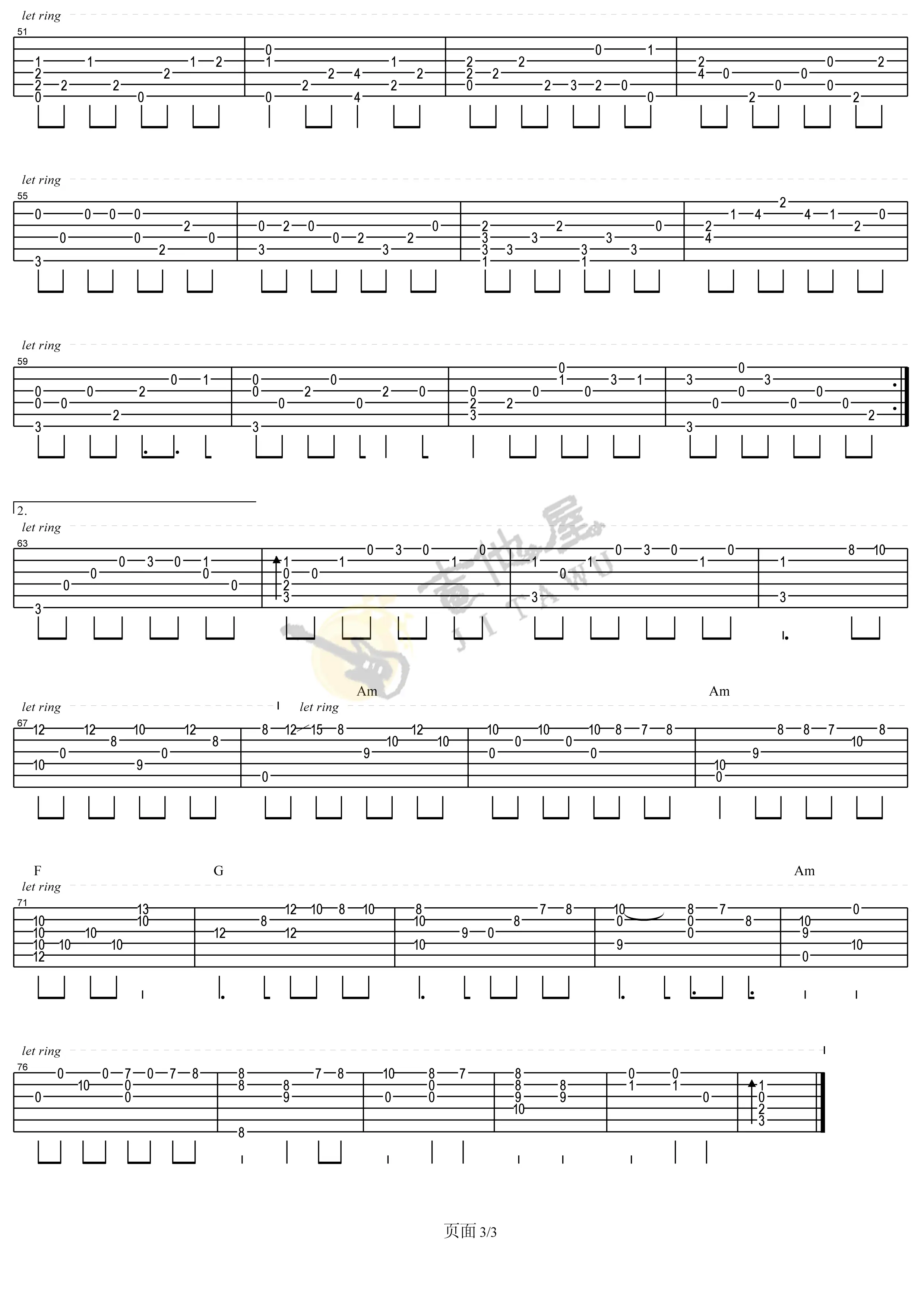十年指弹吉他谱3-陈奕迅