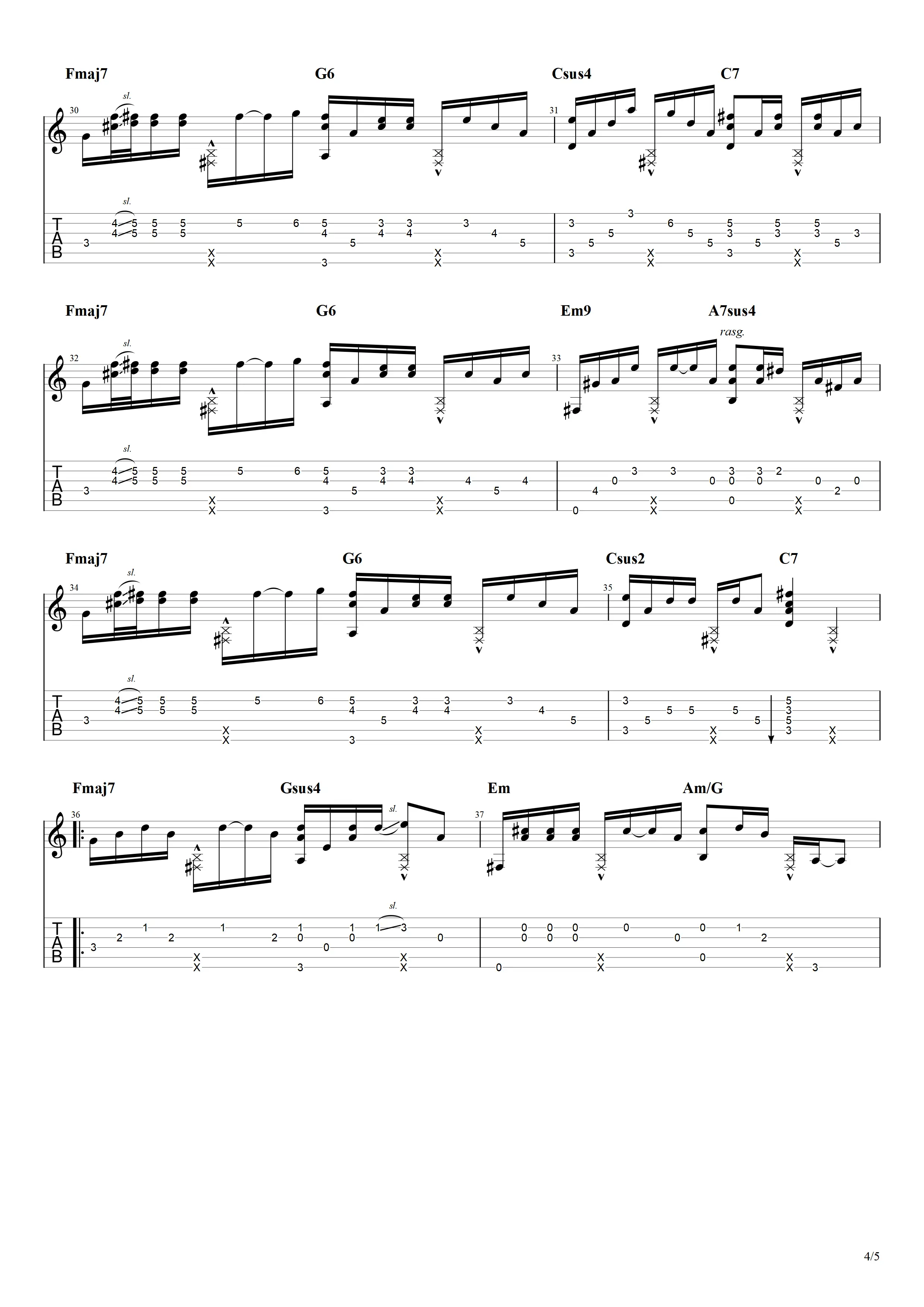 奇妙能力歌指弹吉他谱4-陈粒