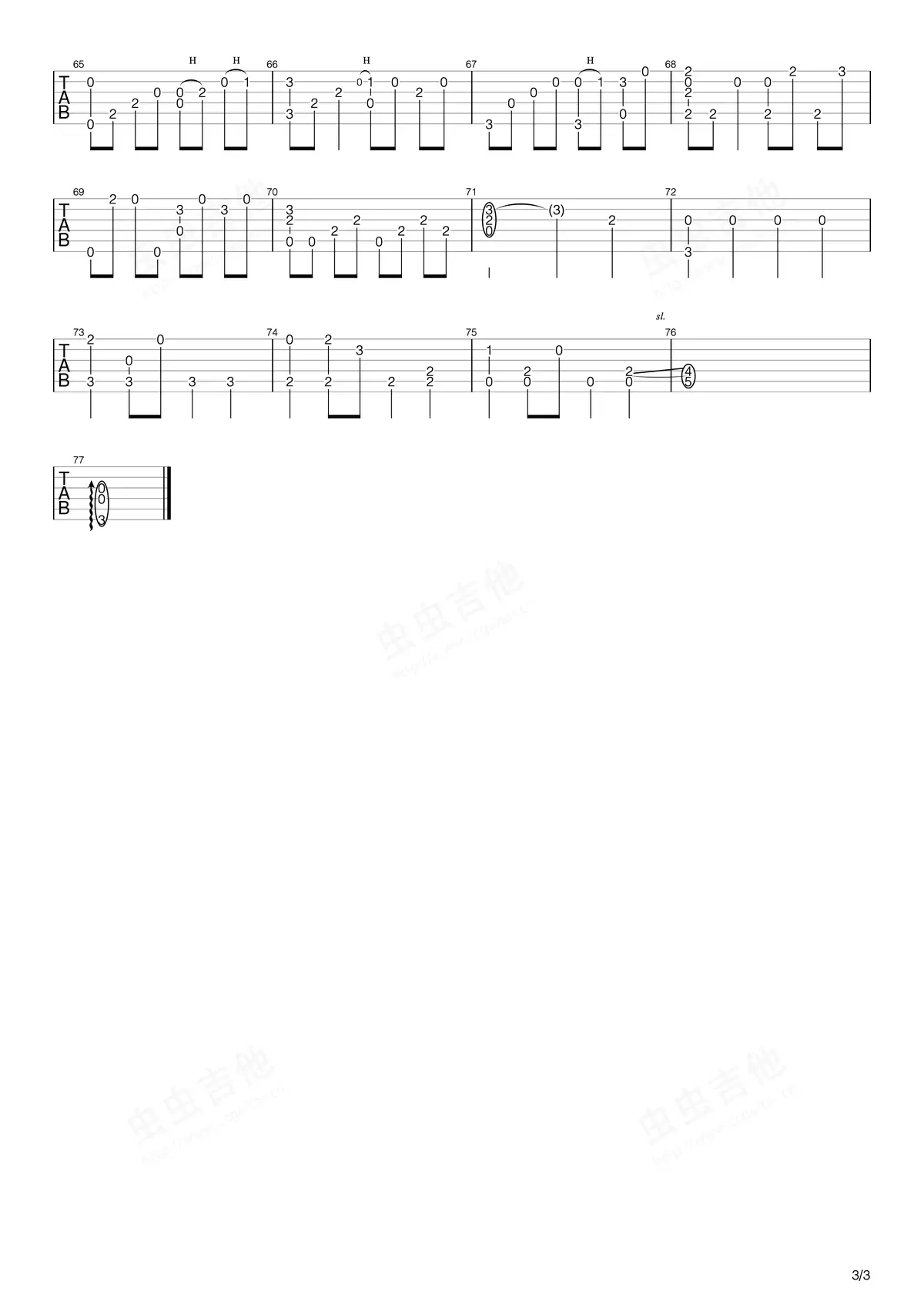 成全指弹吉他谱3-刘若英