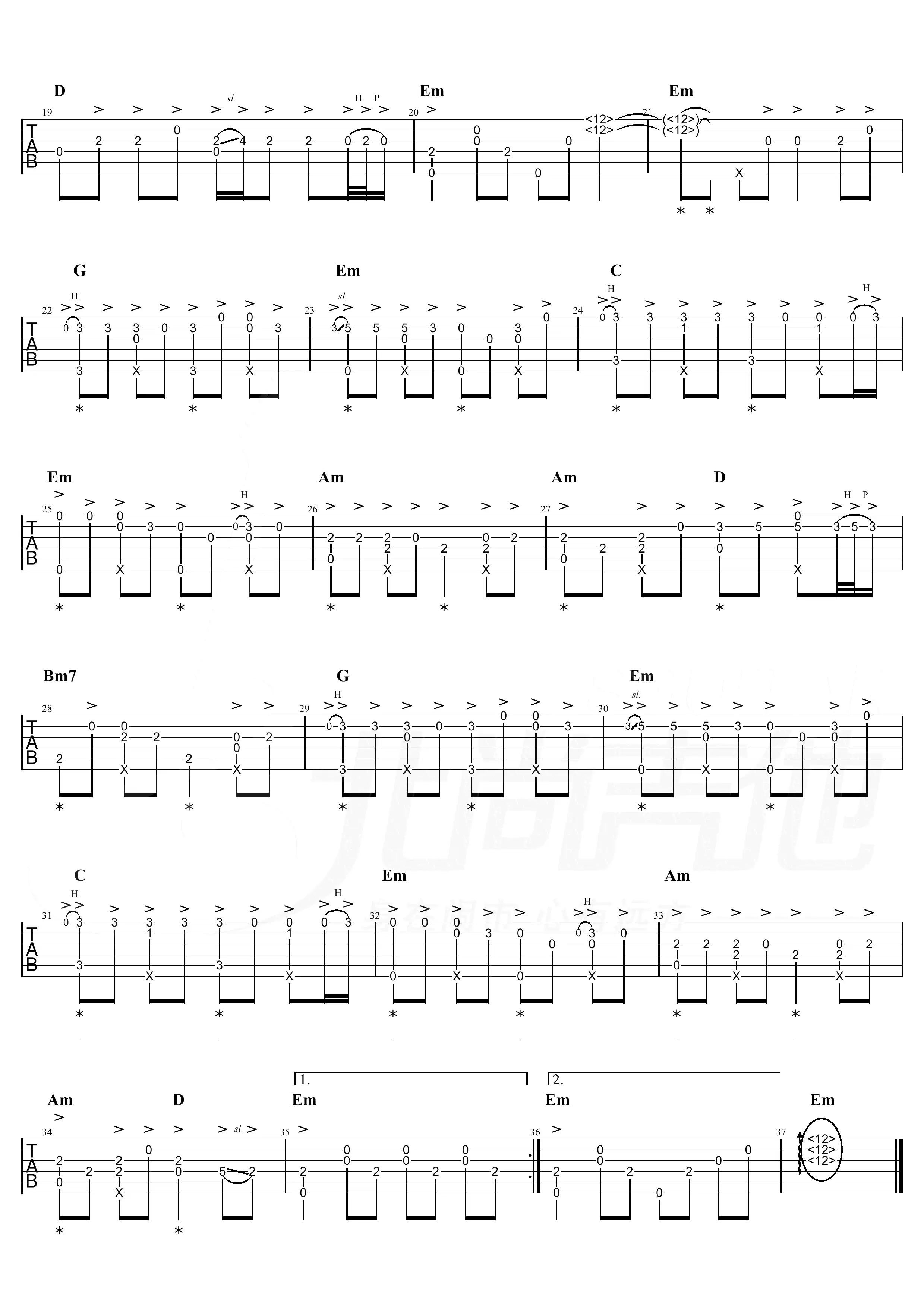 西海情歌指弹吉他谱2-刀郎
