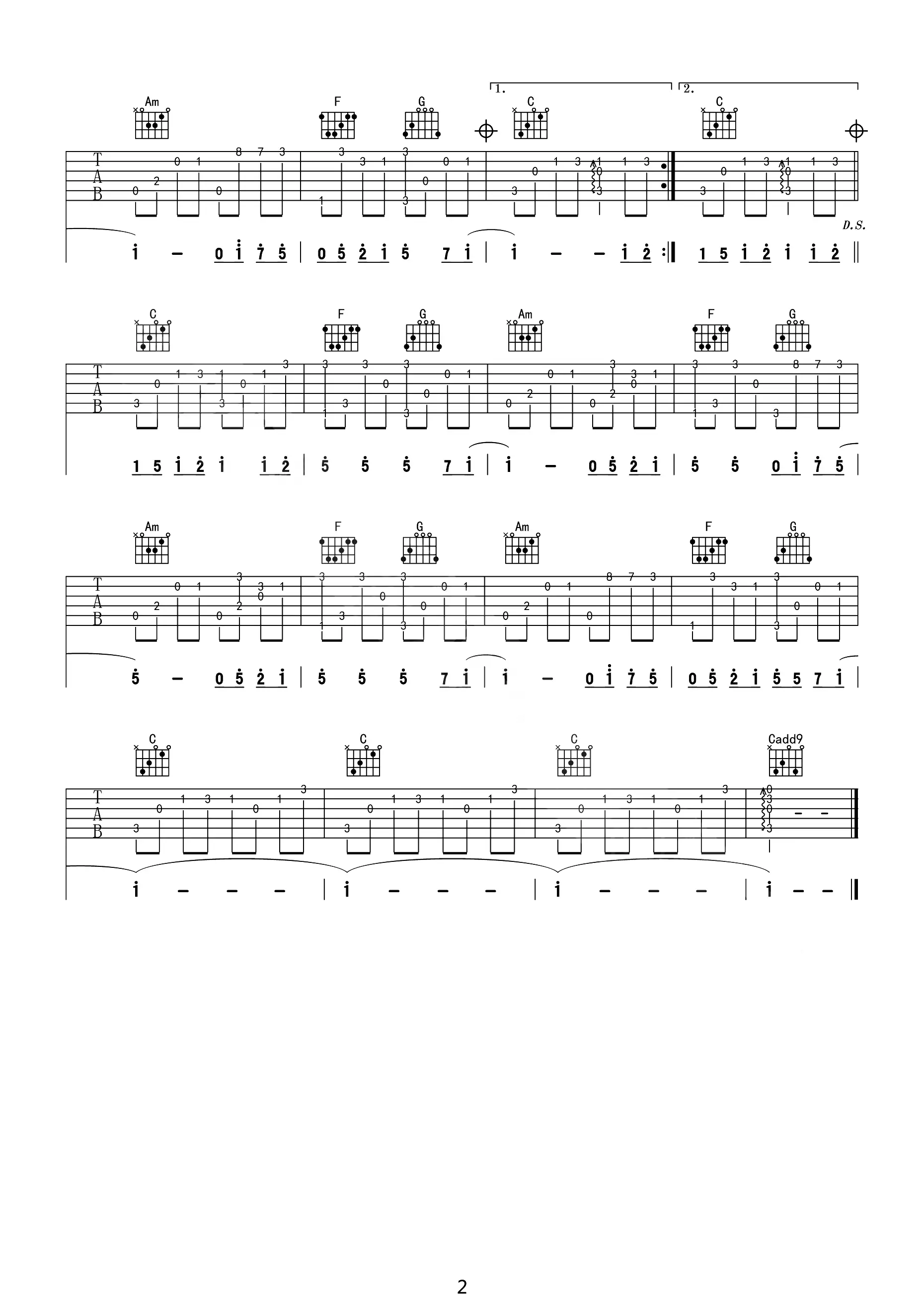 流行的云指弹吉他谱2-岸部真明